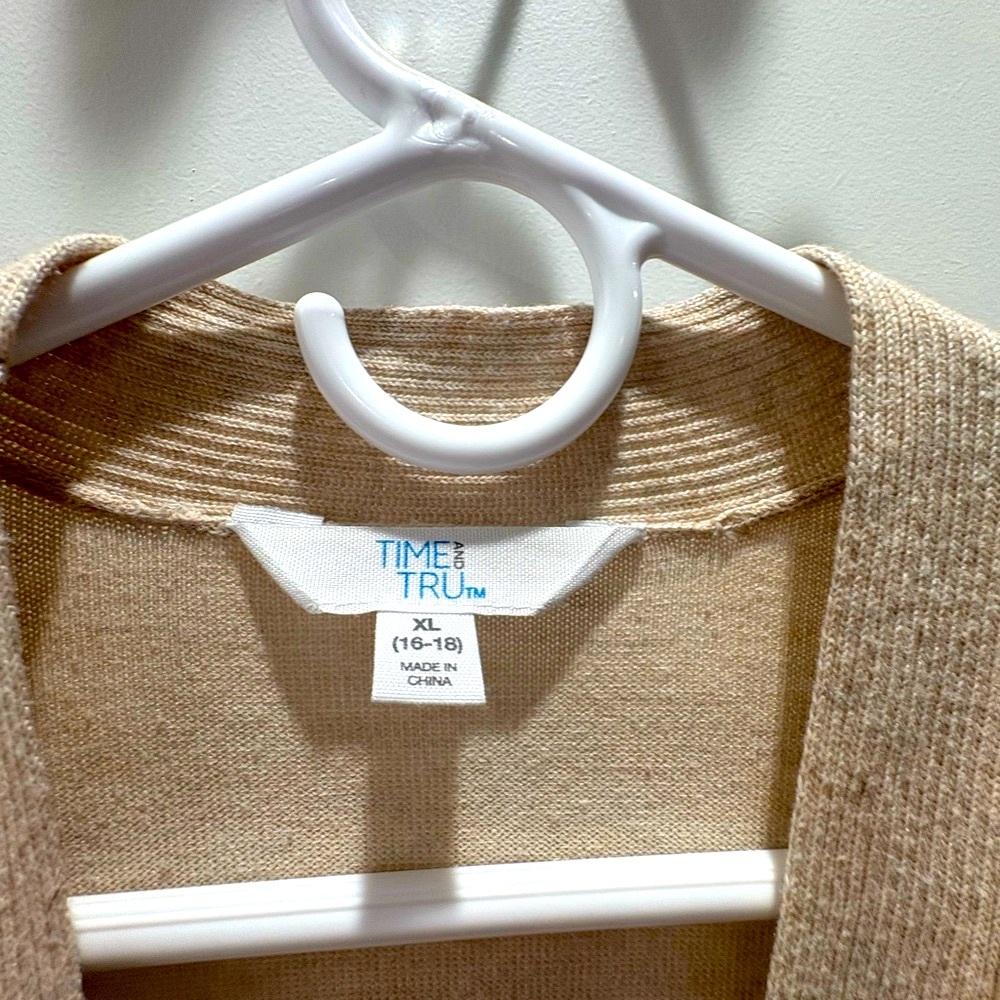 Time and Tru Beige Open-Front Cardigan - Picture 3 of 3